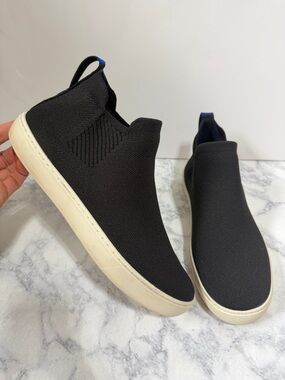 Rothy’s black ankle high top Chelsea washable sneakers size 10